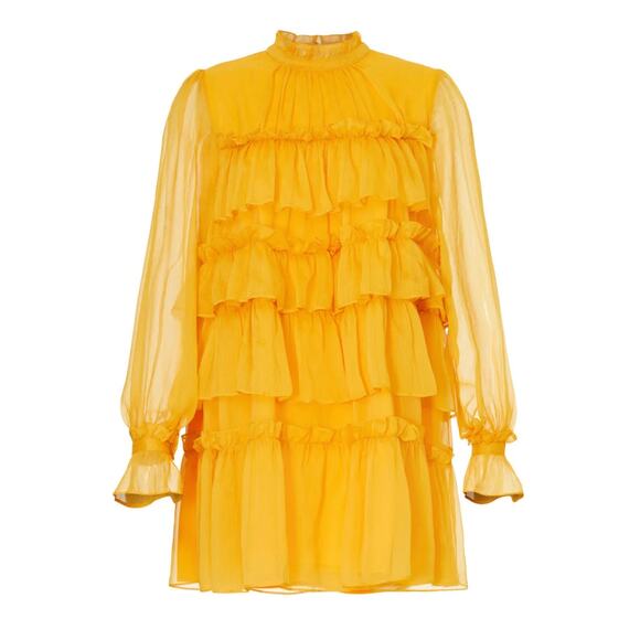 Adam Lippes x RTR Tiered Ruffle Dress in Yellow, Size US 12 - Picture 1 of 7